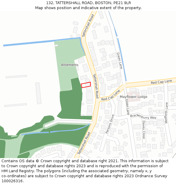 132, TATTERSHALL ROAD, BOSTON, PE21 9LR: Location map and indicative extent of plot