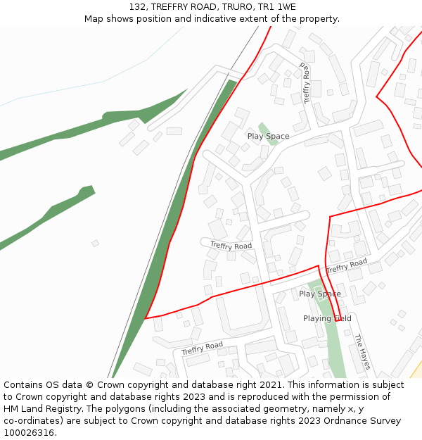 132, TREFFRY ROAD, TRURO, TR1 1WE: Location map and indicative extent of plot