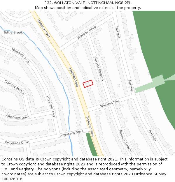 132, WOLLATON VALE, NOTTINGHAM, NG8 2PL: Location map and indicative extent of plot