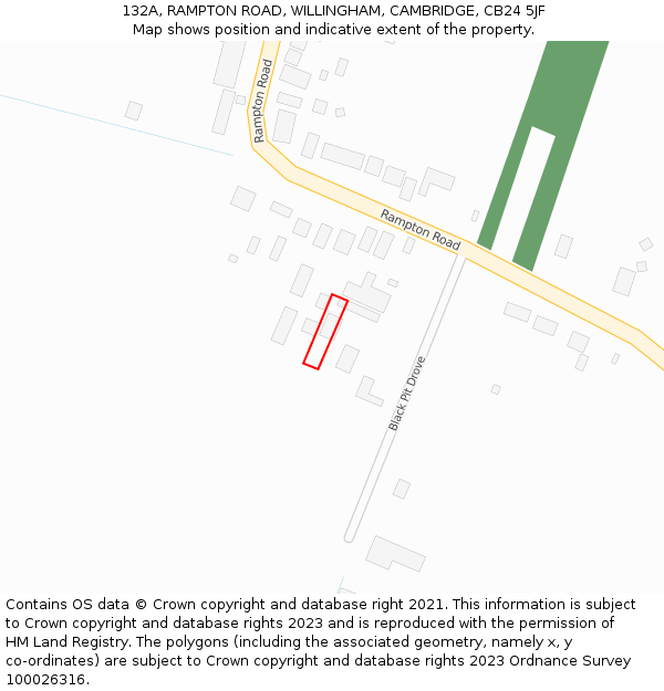 132A, RAMPTON ROAD, WILLINGHAM, CAMBRIDGE, CB24 5JF: Location map and indicative extent of plot