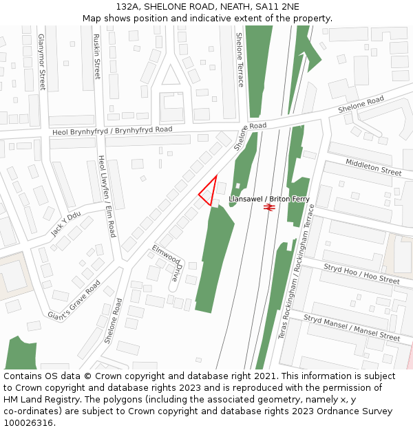 132A, SHELONE ROAD, NEATH, SA11 2NE: Location map and indicative extent of plot