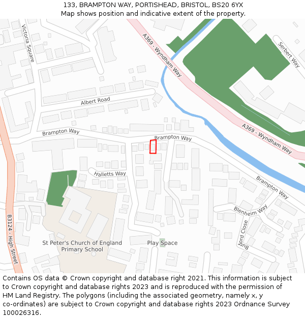 133, BRAMPTON WAY, PORTISHEAD, BRISTOL, BS20 6YX: Location map and indicative extent of plot