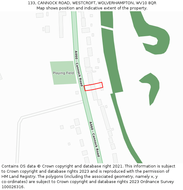 133, CANNOCK ROAD, WESTCROFT, WOLVERHAMPTON, WV10 8QR: Location map and indicative extent of plot