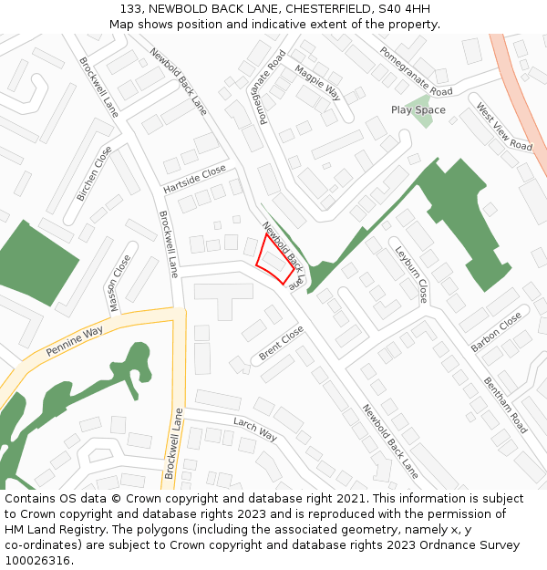 133, NEWBOLD BACK LANE, CHESTERFIELD, S40 4HH: Location map and indicative extent of plot