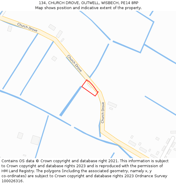 134, CHURCH DROVE, OUTWELL, WISBECH, PE14 8RP: Location map and indicative extent of plot