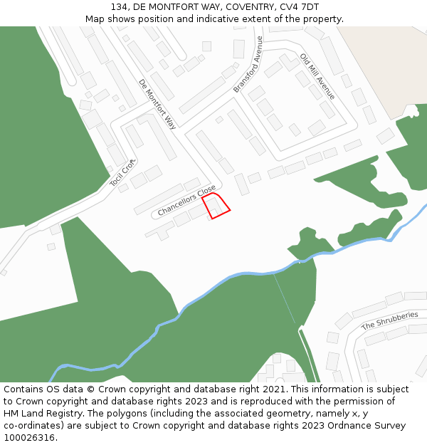 134, DE MONTFORT WAY, COVENTRY, CV4 7DT: Location map and indicative extent of plot