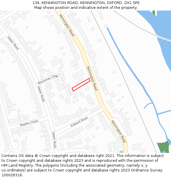 134, KENNINGTON ROAD, KENNINGTON, OXFORD, OX1 5PE: Location map and indicative extent of plot