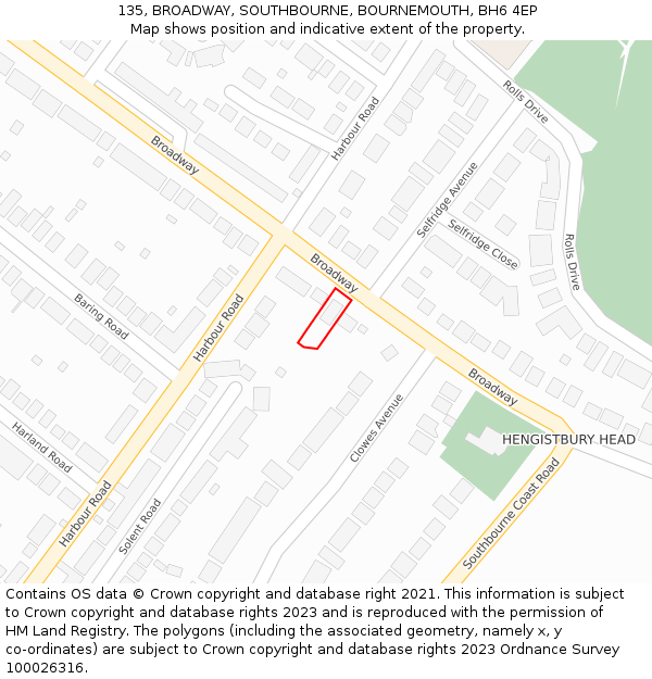 135, BROADWAY, SOUTHBOURNE, BOURNEMOUTH, BH6 4EP: Location map and indicative extent of plot