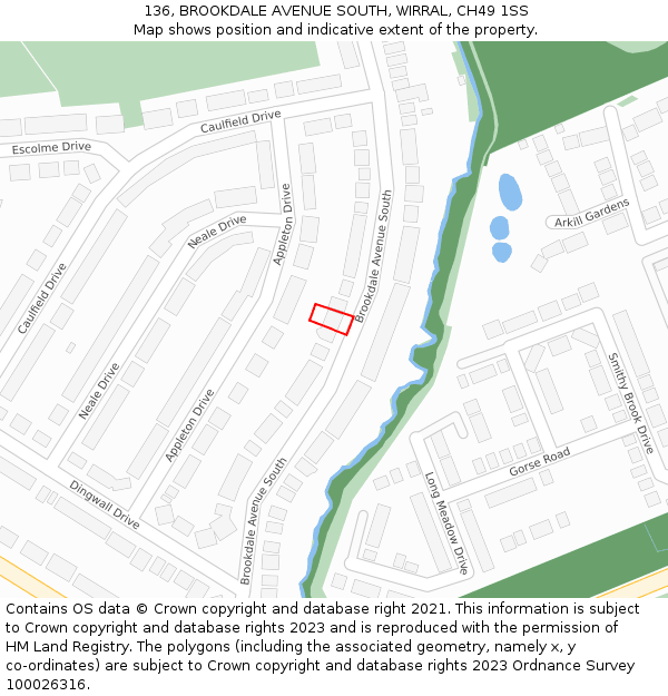 136, BROOKDALE AVENUE SOUTH, WIRRAL, CH49 1SS: Location map and indicative extent of plot