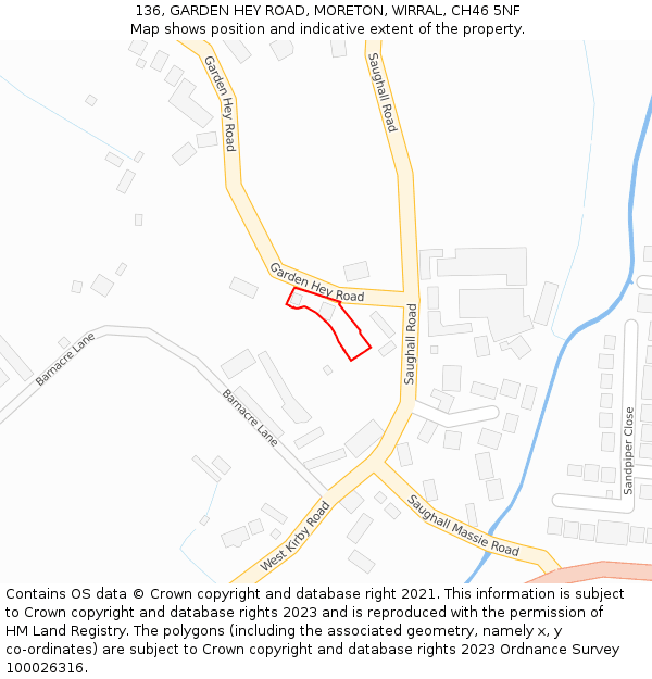 136, GARDEN HEY ROAD, MORETON, WIRRAL, CH46 5NF: Location map and indicative extent of plot