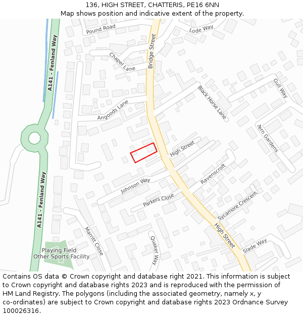 136, HIGH STREET, CHATTERIS, PE16 6NN: Location map and indicative extent of plot