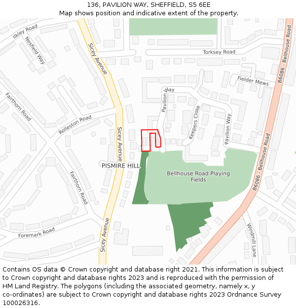 136, PAVILION WAY, SHEFFIELD, S5 6EE: Location map and indicative extent of plot
