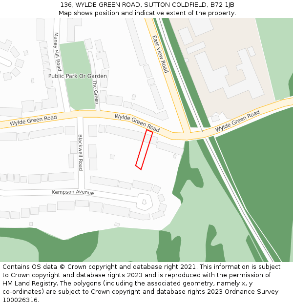 136, WYLDE GREEN ROAD, SUTTON COLDFIELD, B72 1JB: Location map and indicative extent of plot