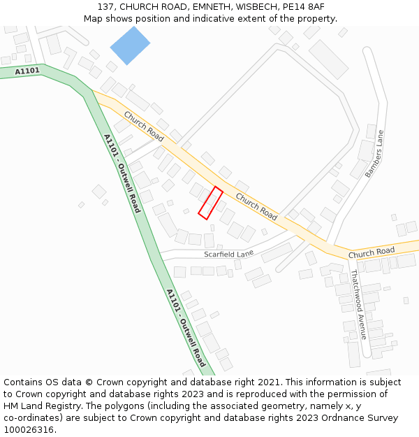 137, CHURCH ROAD, EMNETH, WISBECH, PE14 8AF: Location map and indicative extent of plot