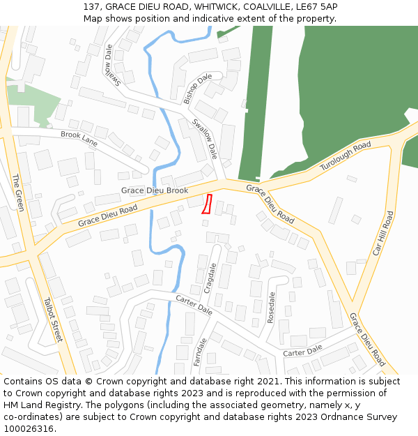 137, GRACE DIEU ROAD, WHITWICK, COALVILLE, LE67 5AP: Location map and indicative extent of plot