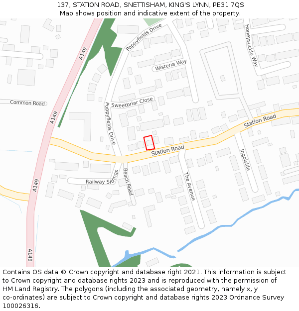 137, STATION ROAD, SNETTISHAM, KING'S LYNN, PE31 7QS: Location map and indicative extent of plot