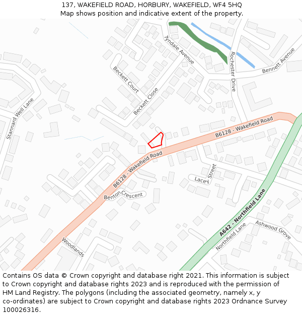 137, WAKEFIELD ROAD, HORBURY, WAKEFIELD, WF4 5HQ: Location map and indicative extent of plot