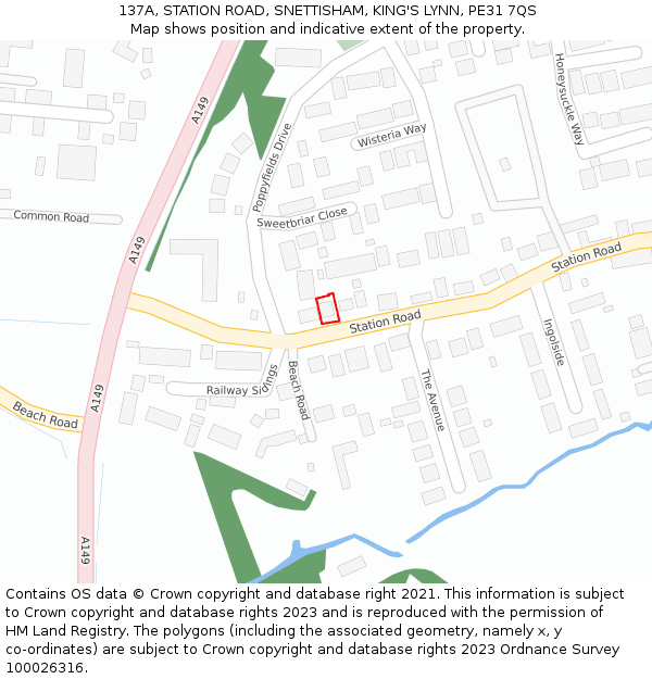 137A, STATION ROAD, SNETTISHAM, KING'S LYNN, PE31 7QS: Location map and indicative extent of plot