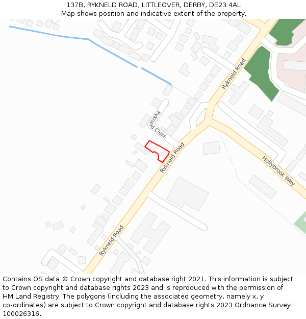 137B, RYKNELD ROAD, LITTLEOVER, DERBY, DE23 4AL: Location map and indicative extent of plot