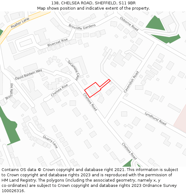 138, CHELSEA ROAD, SHEFFIELD, S11 9BR: Location map and indicative extent of plot