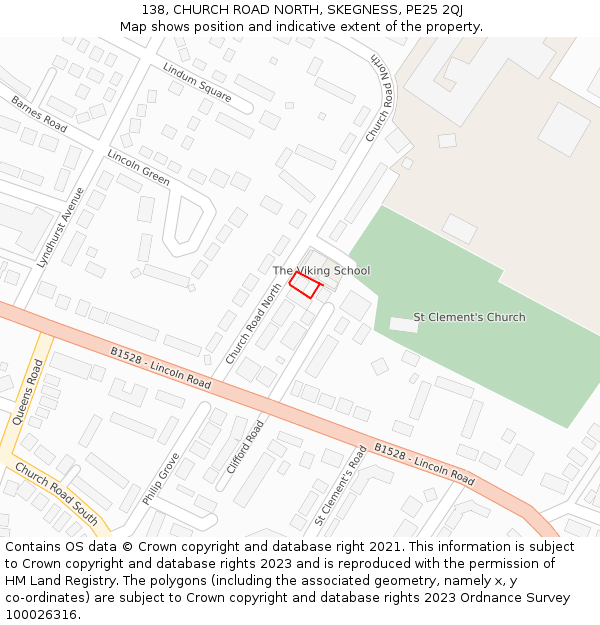 138, CHURCH ROAD NORTH, SKEGNESS, PE25 2QJ: Location map and indicative extent of plot