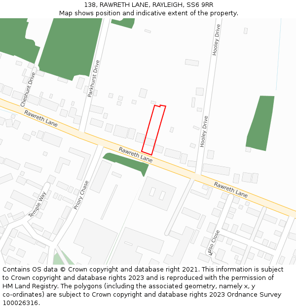 138, RAWRETH LANE, RAYLEIGH, SS6 9RR: Location map and indicative extent of plot
