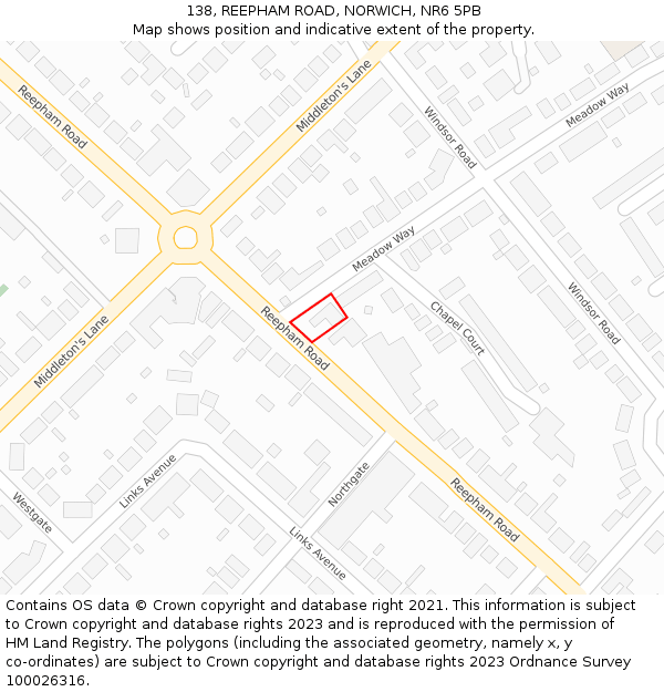 138, REEPHAM ROAD, NORWICH, NR6 5PB: Location map and indicative extent of plot