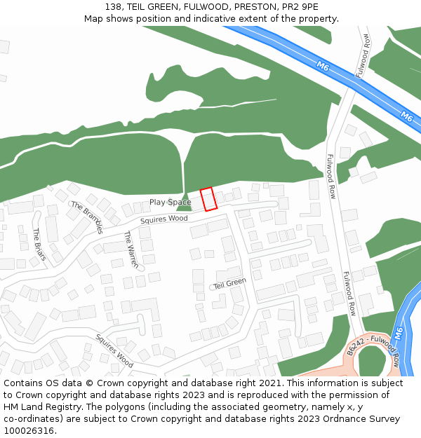 138, TEIL GREEN, FULWOOD, PRESTON, PR2 9PE: Location map and indicative extent of plot