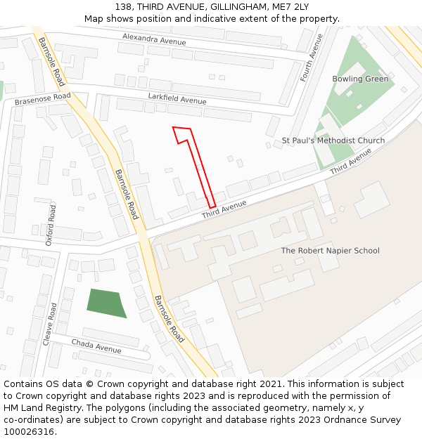 138, THIRD AVENUE, GILLINGHAM, ME7 2LY: Location map and indicative extent of plot