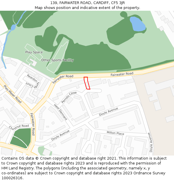 139, FAIRWATER ROAD, CARDIFF, CF5 3JR: Location map and indicative extent of plot