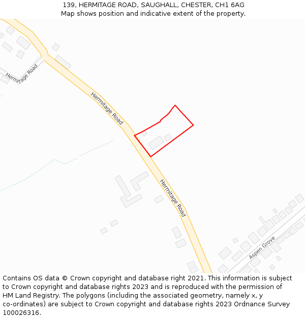 139, HERMITAGE ROAD, SAUGHALL, CHESTER, CH1 6AG: Location map and indicative extent of plot