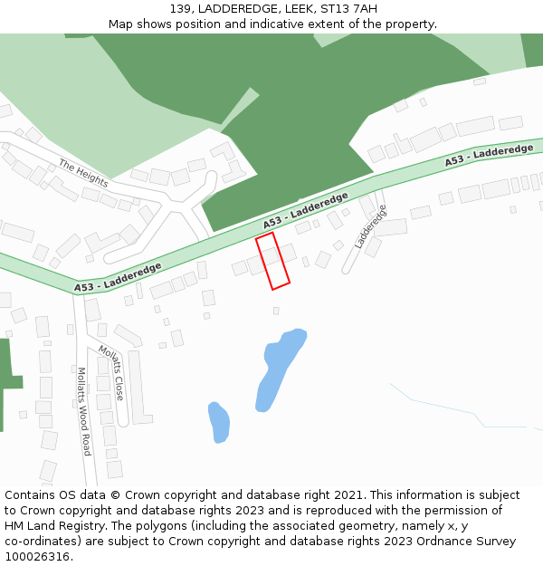 139, LADDEREDGE, LEEK, ST13 7AH: Location map and indicative extent of plot