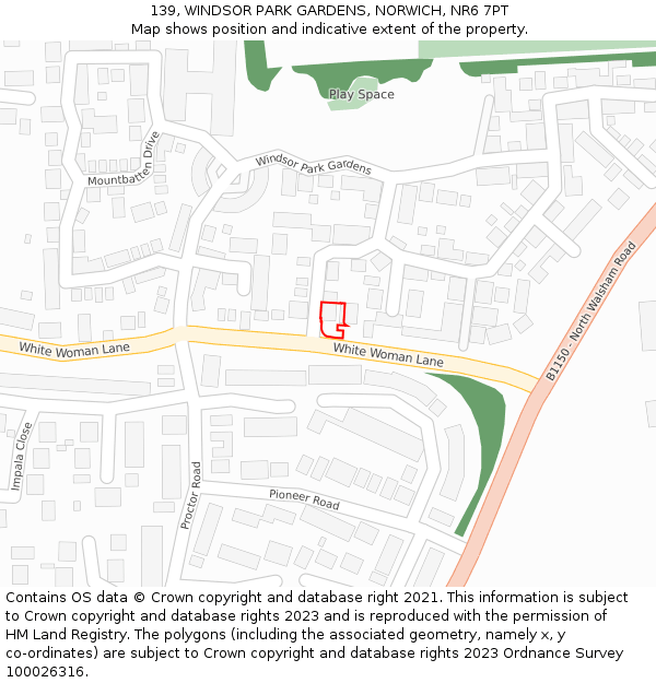 139, WINDSOR PARK GARDENS, NORWICH, NR6 7PT: Location map and indicative extent of plot
