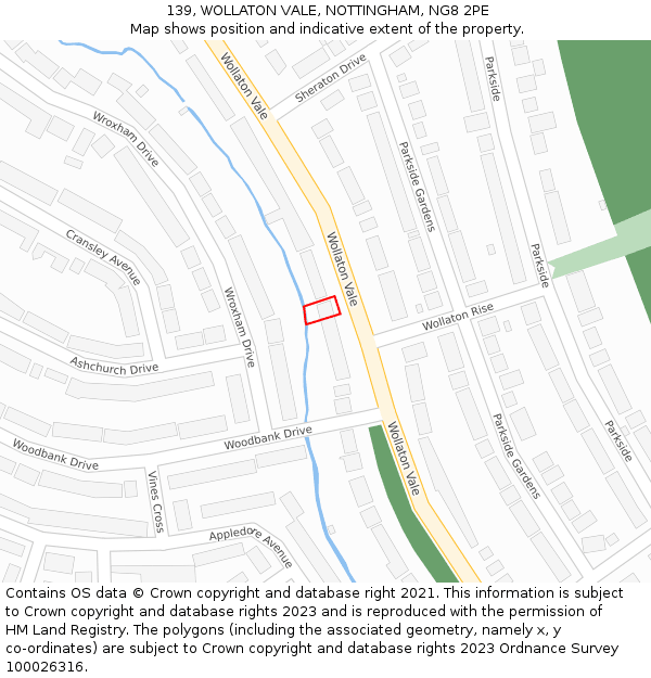 139, WOLLATON VALE, NOTTINGHAM, NG8 2PE: Location map and indicative extent of plot