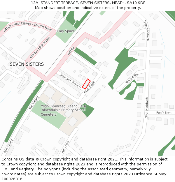13A, STANDERT TERRACE, SEVEN SISTERS, NEATH, SA10 9DF: Location map and indicative extent of plot