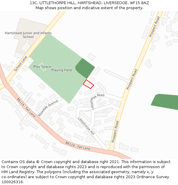 13C, LITTLETHORPE HILL, HARTSHEAD, LIVERSEDGE, WF15 8AZ: Location map and indicative extent of plot