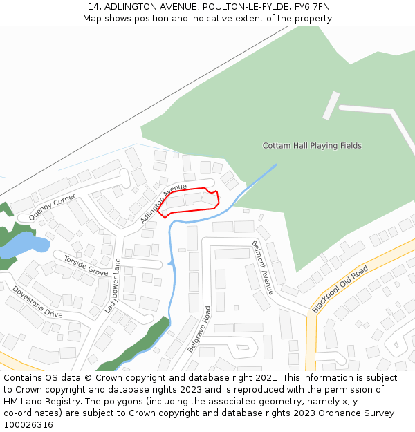 14, ADLINGTON AVENUE, POULTON-LE-FYLDE, FY6 7FN: Location map and indicative extent of plot
