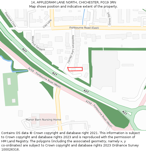 14, APPLEDRAM LANE NORTH, CHICHESTER, PO19 3RN: Location map and indicative extent of plot