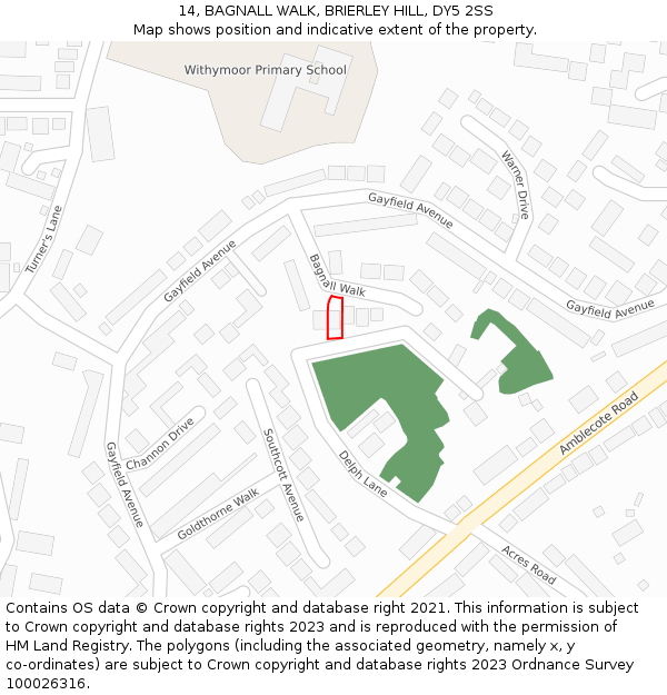 14, BAGNALL WALK, BRIERLEY HILL, DY5 2SS: Location map and indicative extent of plot