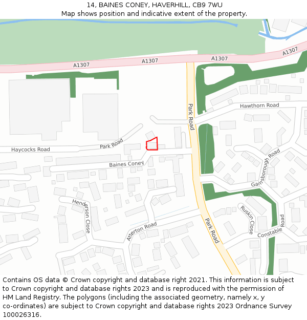 14, BAINES CONEY, HAVERHILL, CB9 7WU: Location map and indicative extent of plot