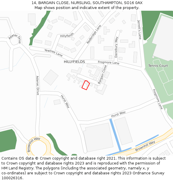 14, BARGAIN CLOSE, NURSLING, SOUTHAMPTON, SO16 0AX: Location map and indicative extent of plot