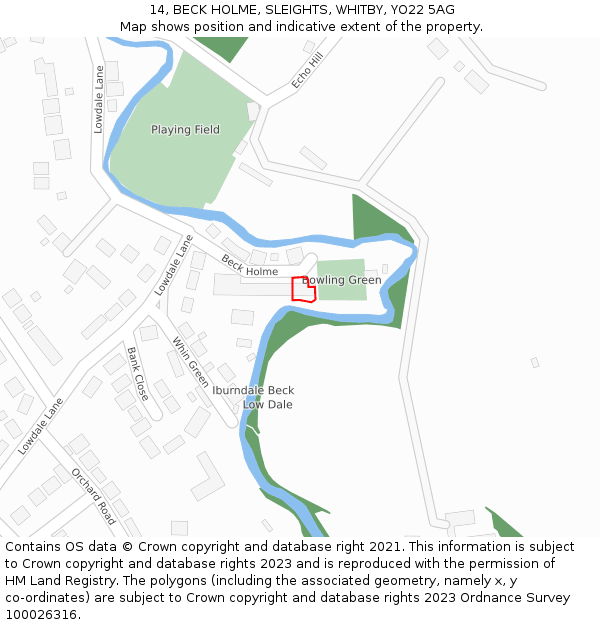 14, BECK HOLME, SLEIGHTS, WHITBY, YO22 5AG: Location map and indicative extent of plot