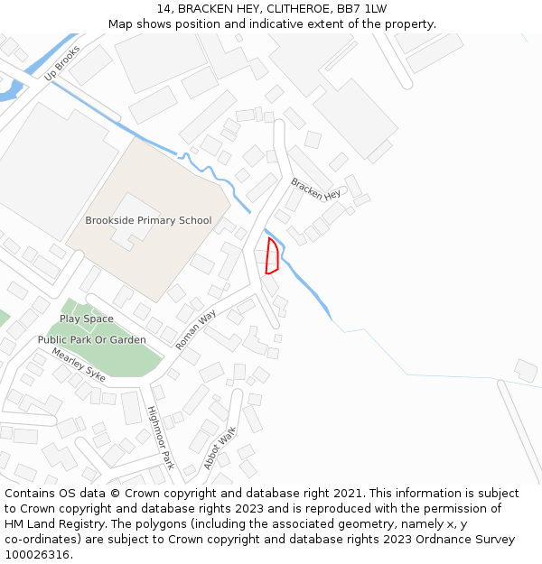 14, BRACKEN HEY, CLITHEROE, BB7 1LW: Location map and indicative extent of plot