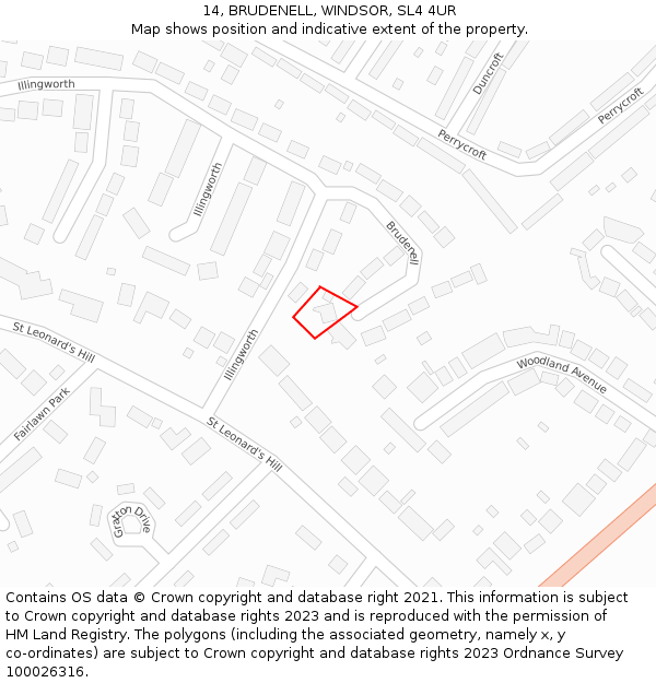 14, BRUDENELL, WINDSOR, SL4 4UR: Location map and indicative extent of plot