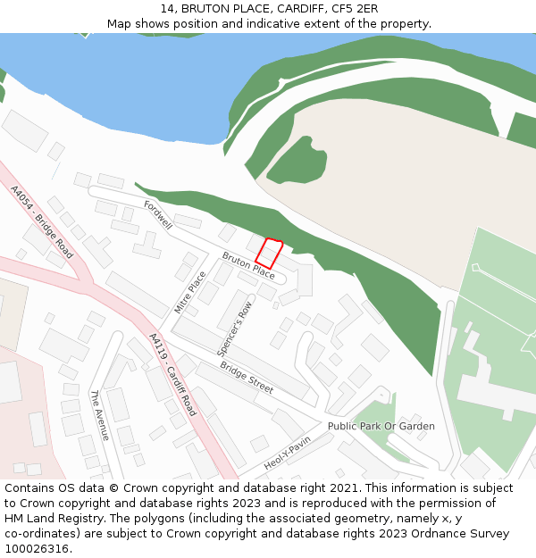 14, BRUTON PLACE, CARDIFF, CF5 2ER: Location map and indicative extent of plot