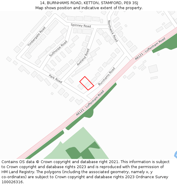 14, BURNHAMS ROAD, KETTON, STAMFORD, PE9 3SJ: Location map and indicative extent of plot