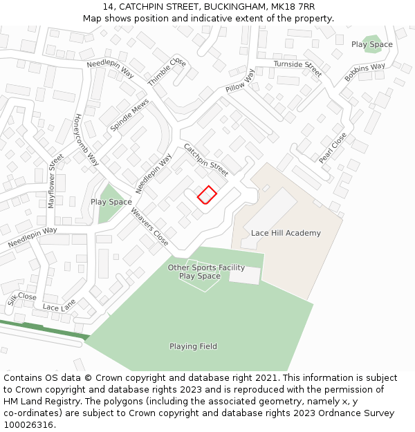 14, CATCHPIN STREET, BUCKINGHAM, MK18 7RR: Location map and indicative extent of plot