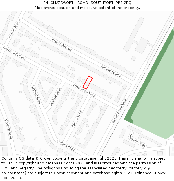 14, CHATSWORTH ROAD, SOUTHPORT, PR8 2PQ: Location map and indicative extent of plot