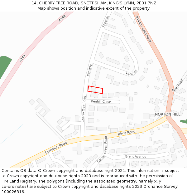 14, CHERRY TREE ROAD, SNETTISHAM, KING'S LYNN, PE31 7NZ: Location map and indicative extent of plot