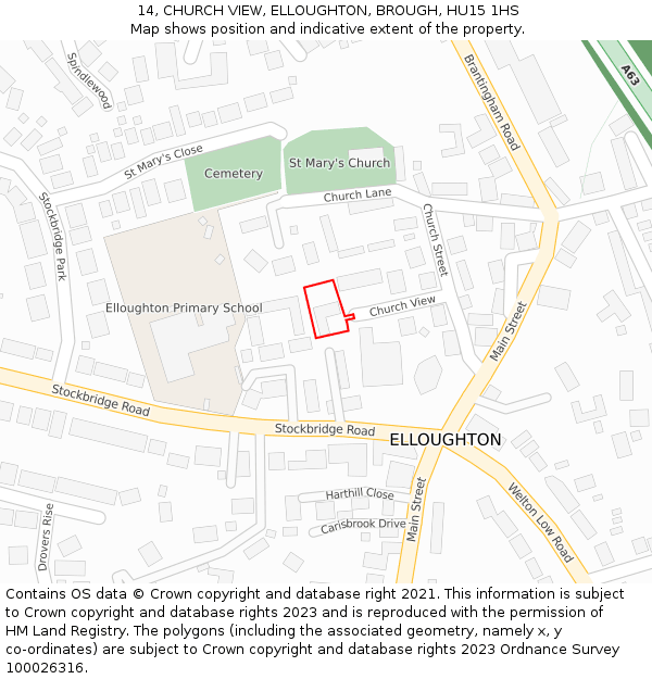 14, CHURCH VIEW, ELLOUGHTON, BROUGH, HU15 1HS: Location map and indicative extent of plot